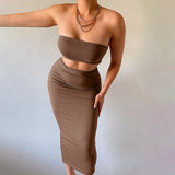 dress to impress outfits 2024 New Women's Sexy Chest-Wrapped Navel Two-Piece Street Tight Skirt Suit Summer