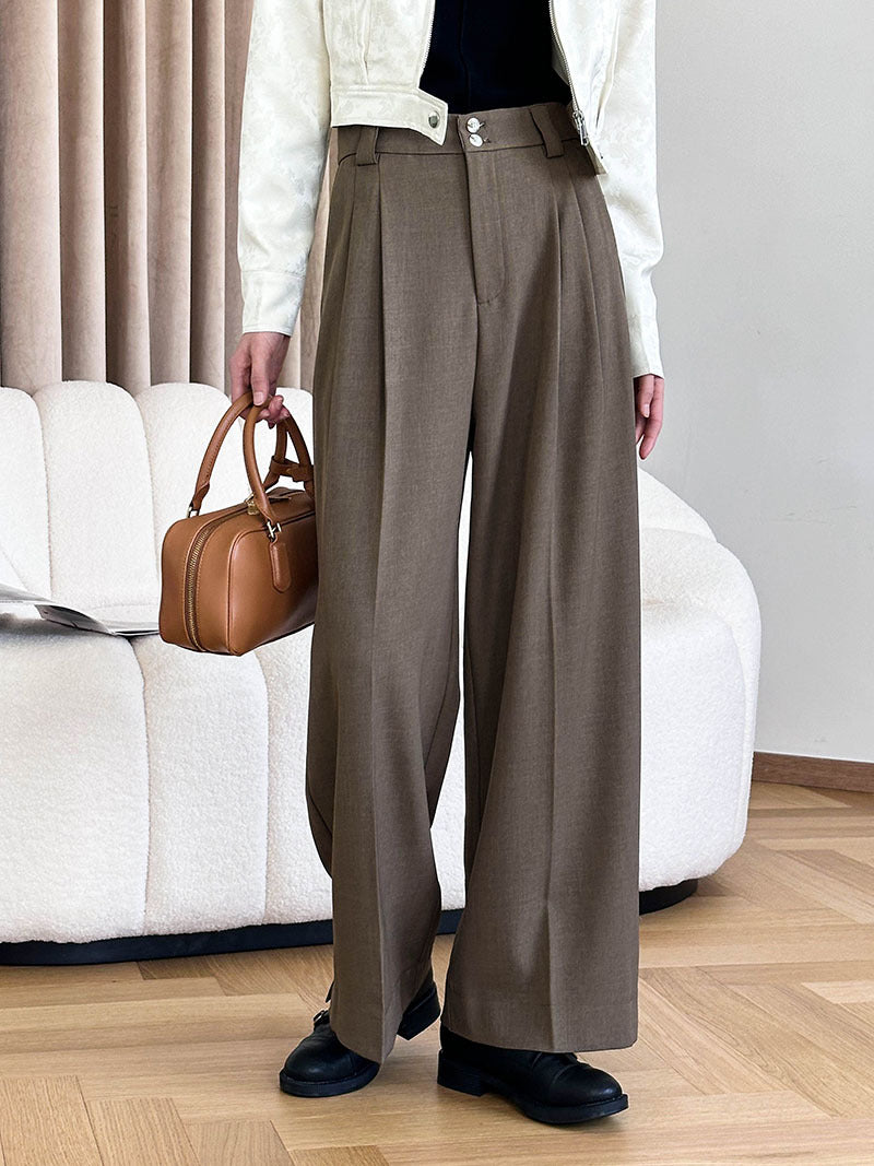 dti outfits  2024 Spring New Suit Pants Women's Korean Style High Waist Retro Loose Drape Slimming Casual Pants 24008