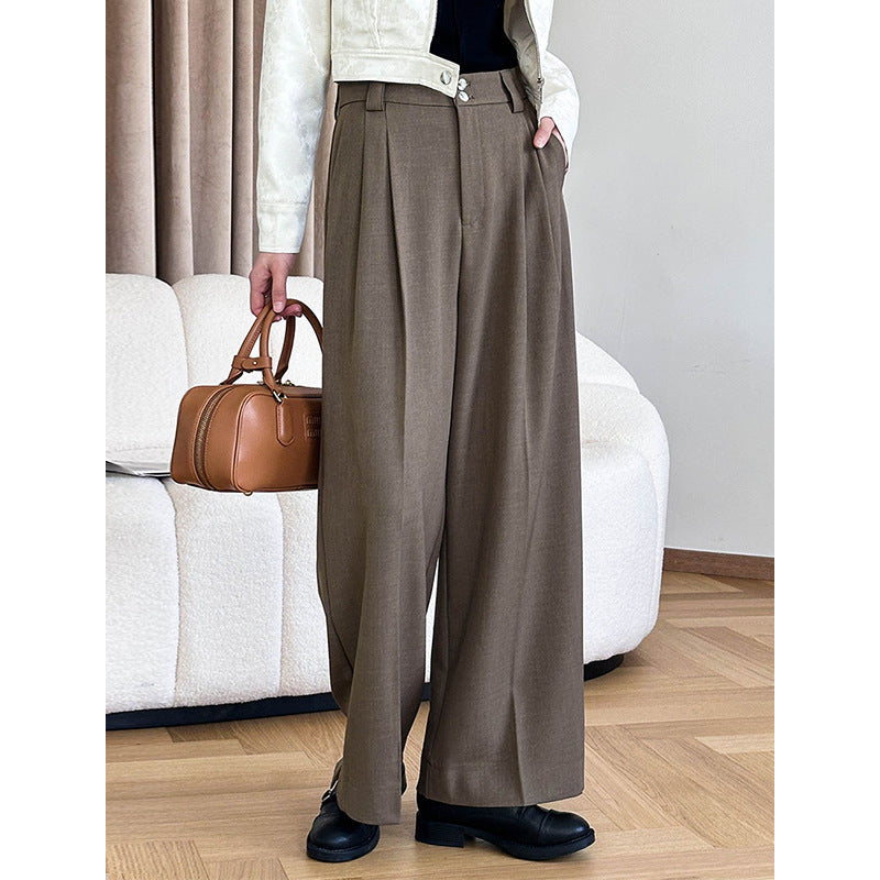 dti outfits  2024 Spring New Suit Pants Women's Korean Style High Waist Retro Loose Drape Slimming Casual Pants 24008