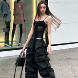 dream clothes 2024 Spring and Summer New Sexy off-Neck Slim-Fit Pleated Perspective Mesh Camisole for Women