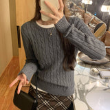 outfit ideas for school Twist Texture Shoulder Knitted Bottoming Shirt for Women Autumn and Winter 2024 New Korean College Style Inner Wear