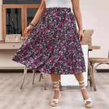 outfit inspo fall 2024 Spring and Summer Women's Clothing New Fashion Printed Floral High Waist plus Size Dress Women