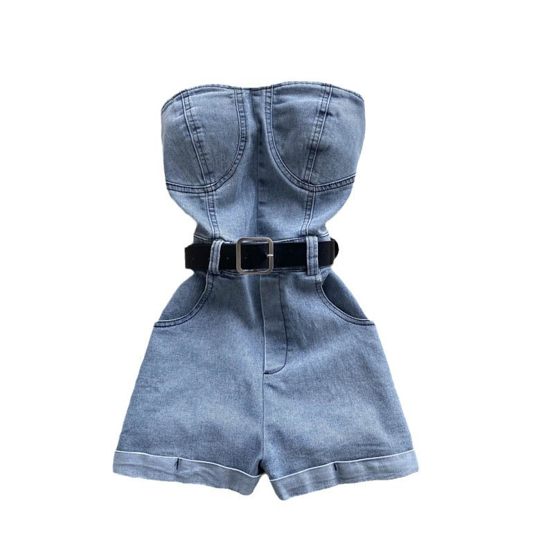 outfit inspo Tube Top Overalls Women's New High Waist Slimming Wide Leg Shorts Small Casual Jumpsuit Hot Girl Pants