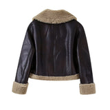 barn jacket outfits Wind Double-Sided Short Jacket Long Sleeve Fur Integrated Loose Lazy Warm Top for Women