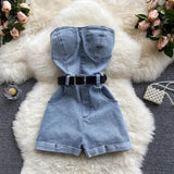 outfit inspo Tube Top Overalls Women's New High Waist Slimming Wide Leg Shorts Small Casual Jumpsuit Hot Girl Pants