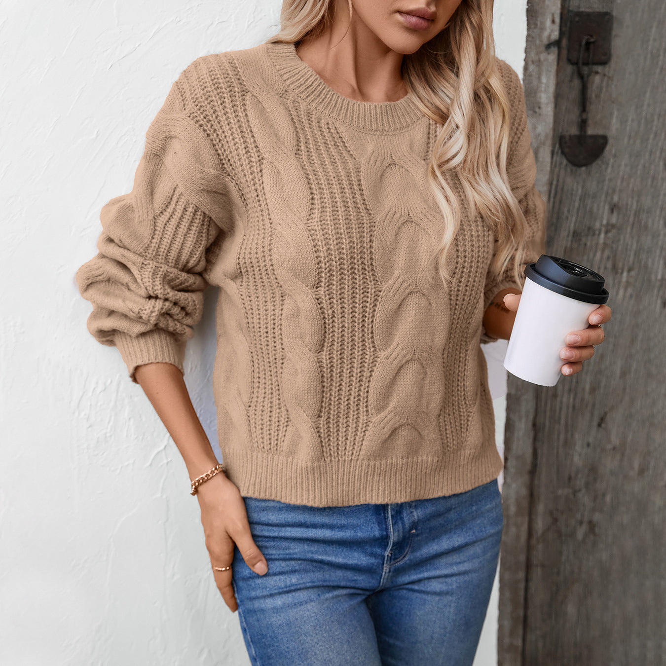 outfit inspo fall Mao Mao Yu Solid Color Twist Pullover Women's Sweater Autumn and Winter New Retro Loose Sweater Women's Clothing