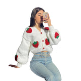 outfit inspo New Style Sweater Cardigan Strawberry Retro Style Three-Dimensional Sweater Ins Hot Selling Short Coat for Women