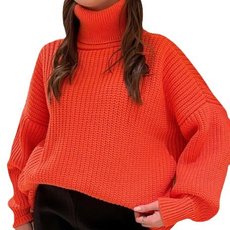 2000s fashion Autumn and Winter Thickened Loose Turtleneck Wool plus Size Casual Solid Color Russian Knitwear Sweater Women's Clothing