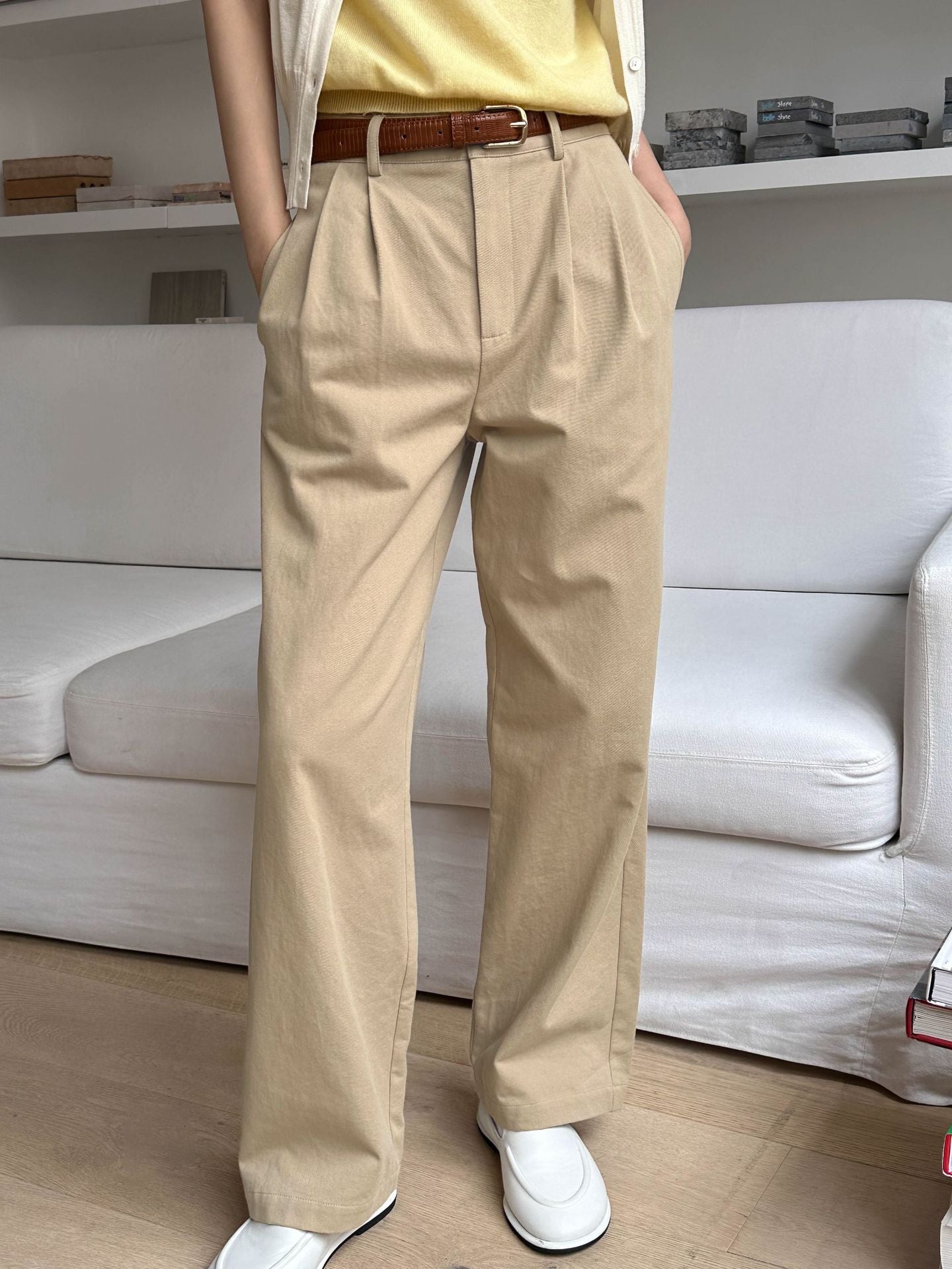 suede jacket outfit   Classic High Waist Simple Casual Pants Women's Autumn New Korean Style Slimming Loose Straight Pants  