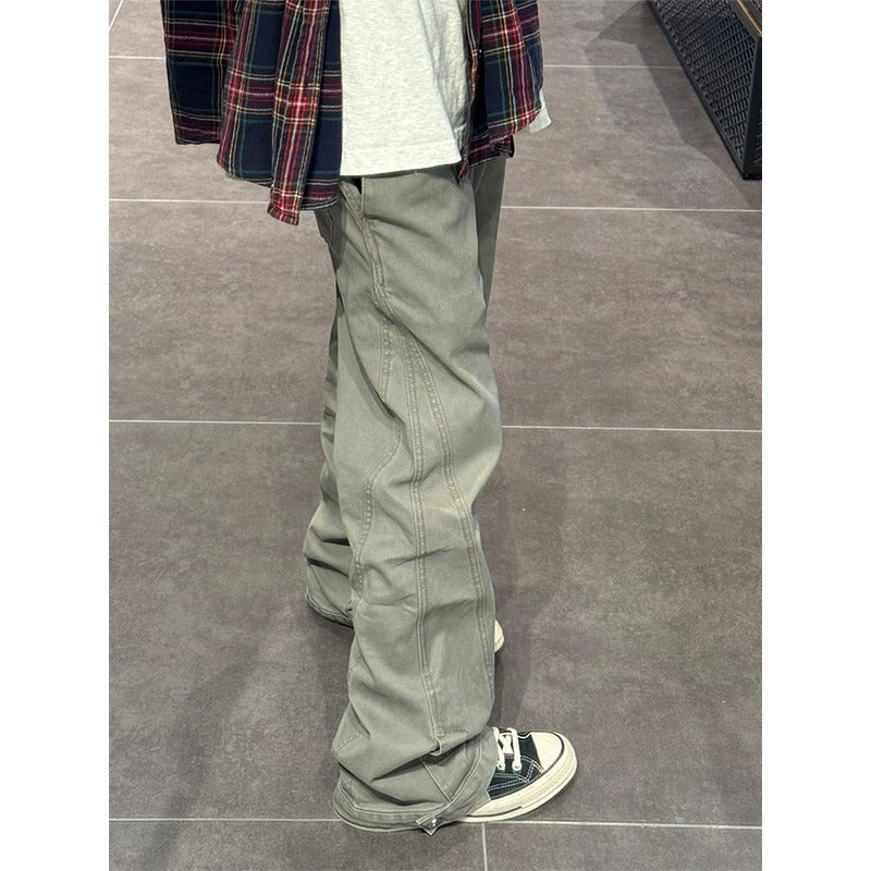 masc outfits American High Street Vibe Pants Men's Spring and Autumn New Retro Straight Overalls Cleanfit Curved Pants