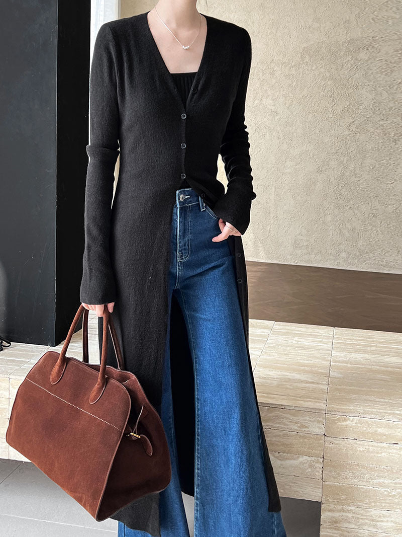 church outfit Luxi Korean Style Autumn High-Grade Lazy Loose Slimming Long Top Women's New Knitted Coat  