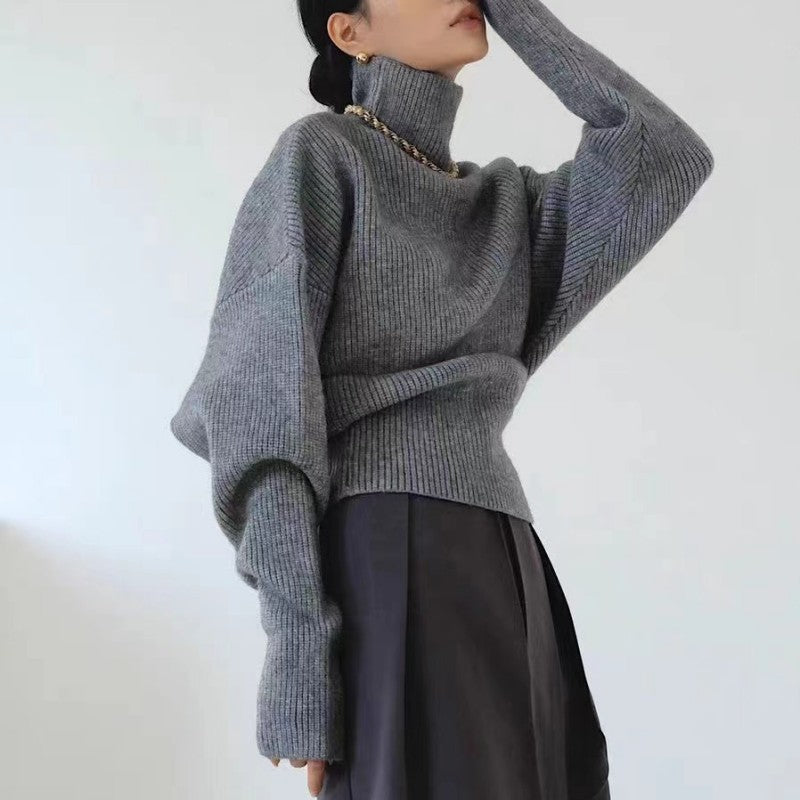 outfit inspo fall Women's High Collar Lazy Style Knitted Sweater Autumn and Winter Soft Glutinous Solid Color Loose Inner Wear Comfortable Korean Style Women's Elegant Sweater