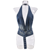 outfit inspo  Hot Girl Style Women's Clothing 2024 Summer New Denim Washed Sexy plus Adjustable Top