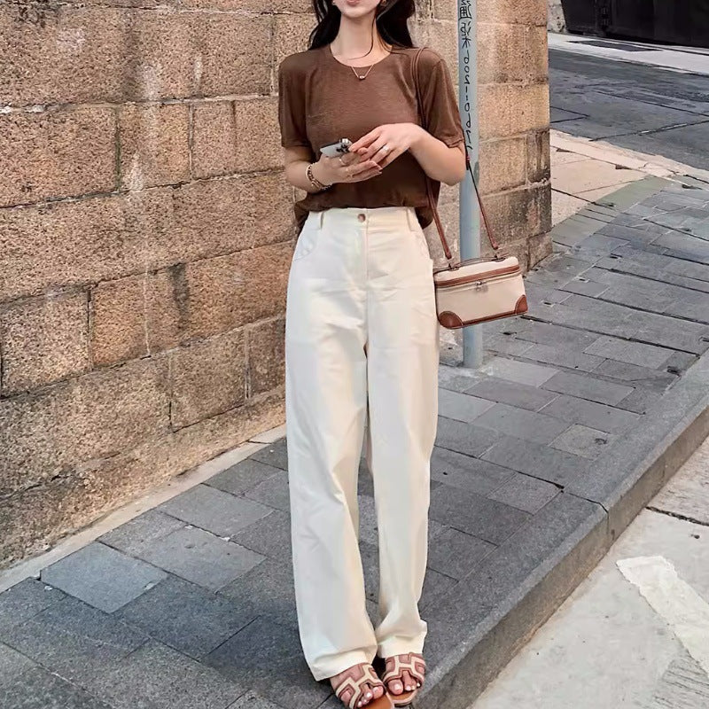 dti outfits Japanese Style Artistic Pants 100 Cotton Twill Brushed Yarn Card Old Money Sense Casual Tone Tapered Suit Pants