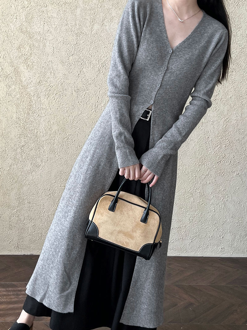 church outfit Luxi Korean Style Autumn High-Grade Lazy Loose Slimming Long Top Women's New Knitted Coat  