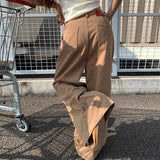 suede jacket outfit   Daddy Pants Lazy Casual Trendy Large Wide Leg Mopping High Quality Cotton Casual Pants  