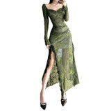 android vs cyberborg dress to impress Style 2024 Autumn New Women's Clothing Wizard of Oz Fantasy Lace Long Skirt High Waist Design Slim Fit Dress