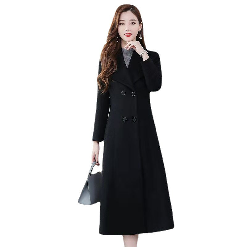 outfit inspo [Thickened with Lining] Autumn and Winter New Woolen Overcoat for Women over the Knee Thickened plus Size Lapel Super Long