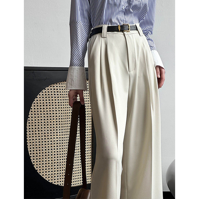 dti outfits  2024 Spring New Suit Pants Women's Korean Style High Waist Retro Loose Drape Slimming Casual Pants 24008