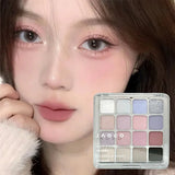 Oklulu 16 Colors Matte Eyeshadow New Square Eyeshadow Palette Matte Pearl Sequins Blush Eyeshadow Brighten Complexion