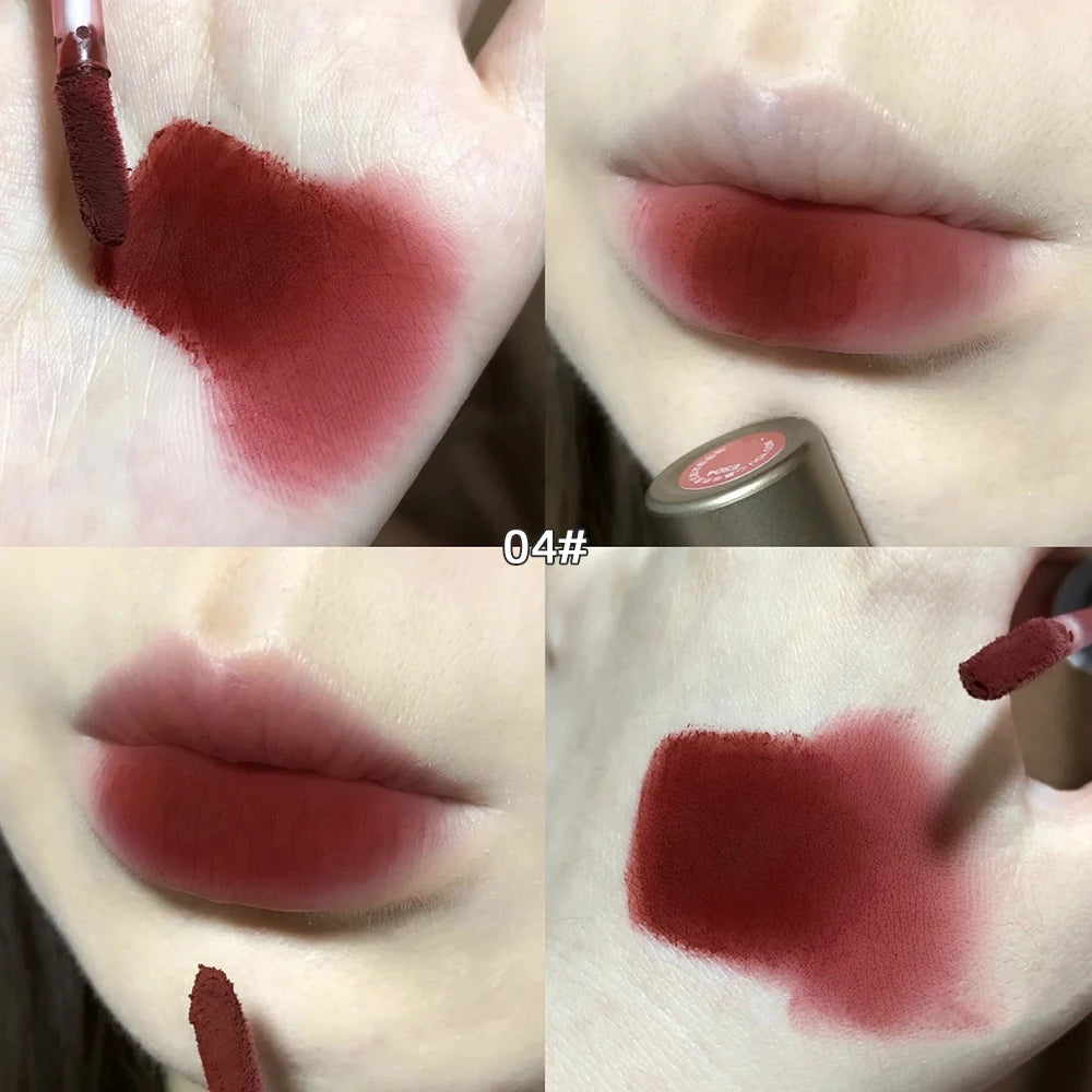 Oklulu Waterproof Matte Velvet Lip Gloss Lasting Non Sticky Cup Liquid Lipstick Nude Dark Brown Red Lip Tint Mud Makeup Lip Cosmetics