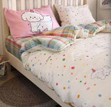 OKLULU  -  Cute cartoon dog polka dot colorful bedding set 1.2 1.5 1.8,twin full queen cotton home textile bed sheet pillowcase duvet cover