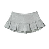 Oklulu Women Gray Low Waist Pleated Mini Skirt