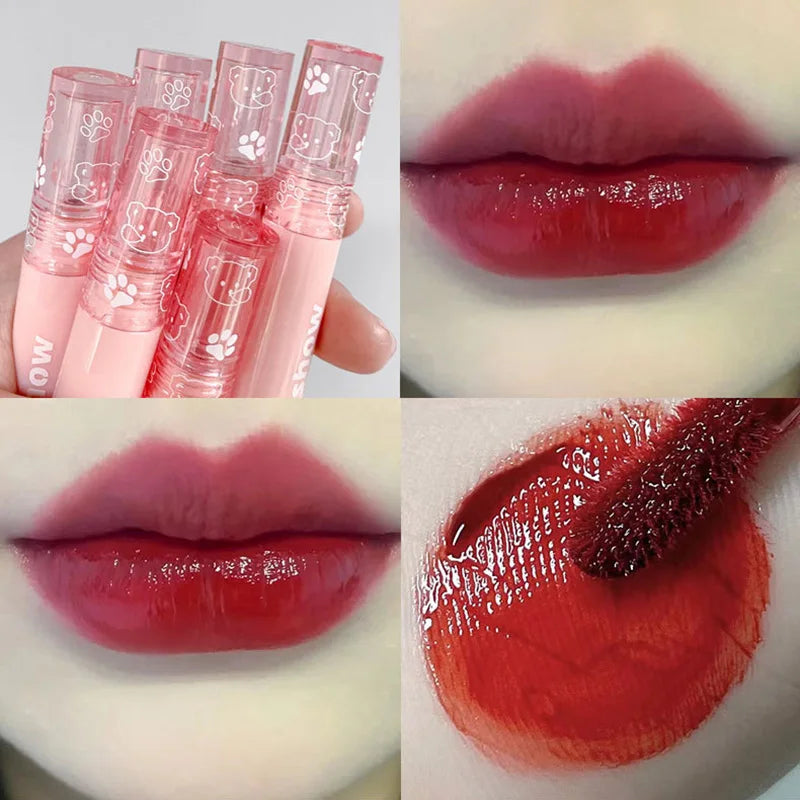 OKLULU  -  Cute Bear Velvet Lip Gloss Girl's Matte Lip Glaze Waterproof Lasting Transparent Red-brown Lip Mud Korean Makeup Liquid Lipstick