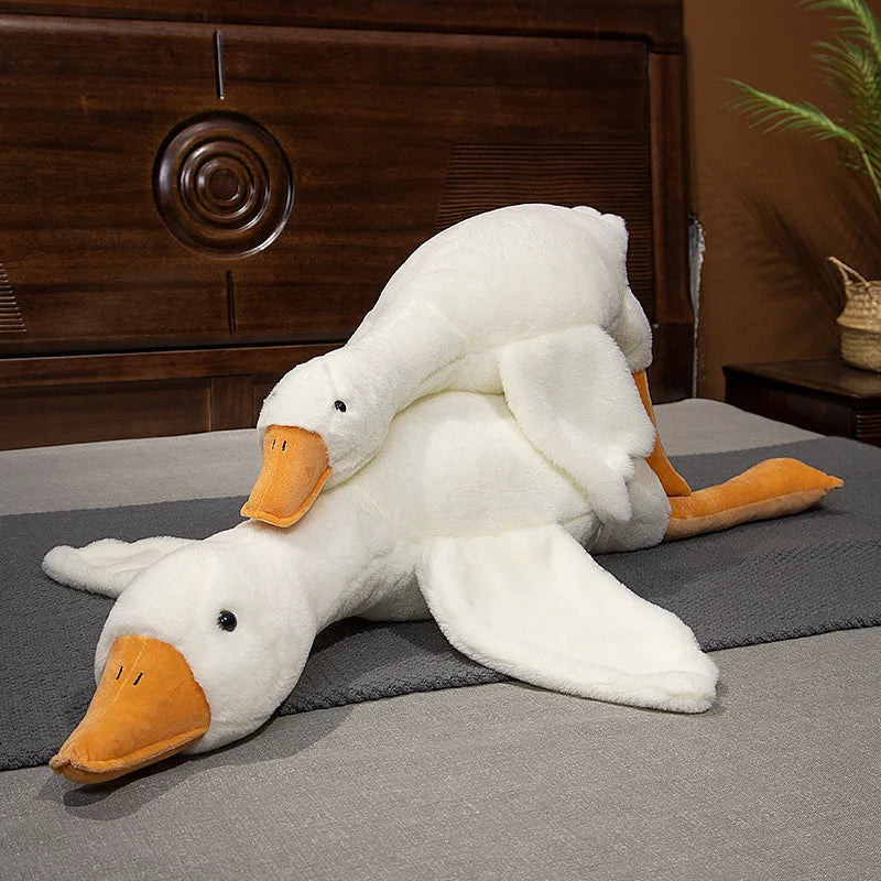 OKLULU Big Size Fluffy Duck Plush Toys Sleep Pillow Cute Animal Stuffed Swan Goose Plush Dolls Floor Mat Kids Girls Birthday Gift