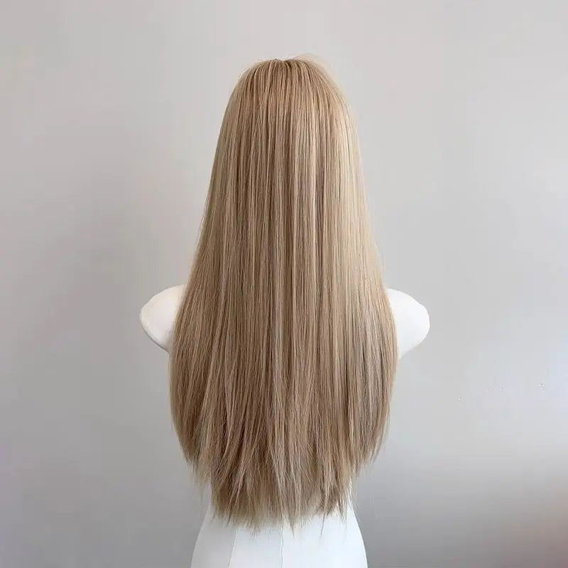 OKLULU  -  wigs Long Straight Synthetic Heat Resistant Blonde Wig with Bangs for Women daily wear Wigs for Cosplay Lolita Party Halloween