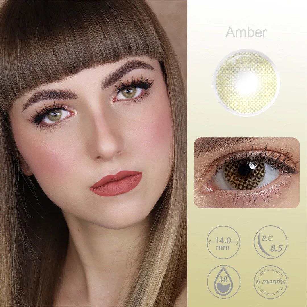 OKLULU （0~-6.00）Natural Colored Contact Lenses with Prescription Myopia Lenses with Degree Brown Lenses Gray Pupils