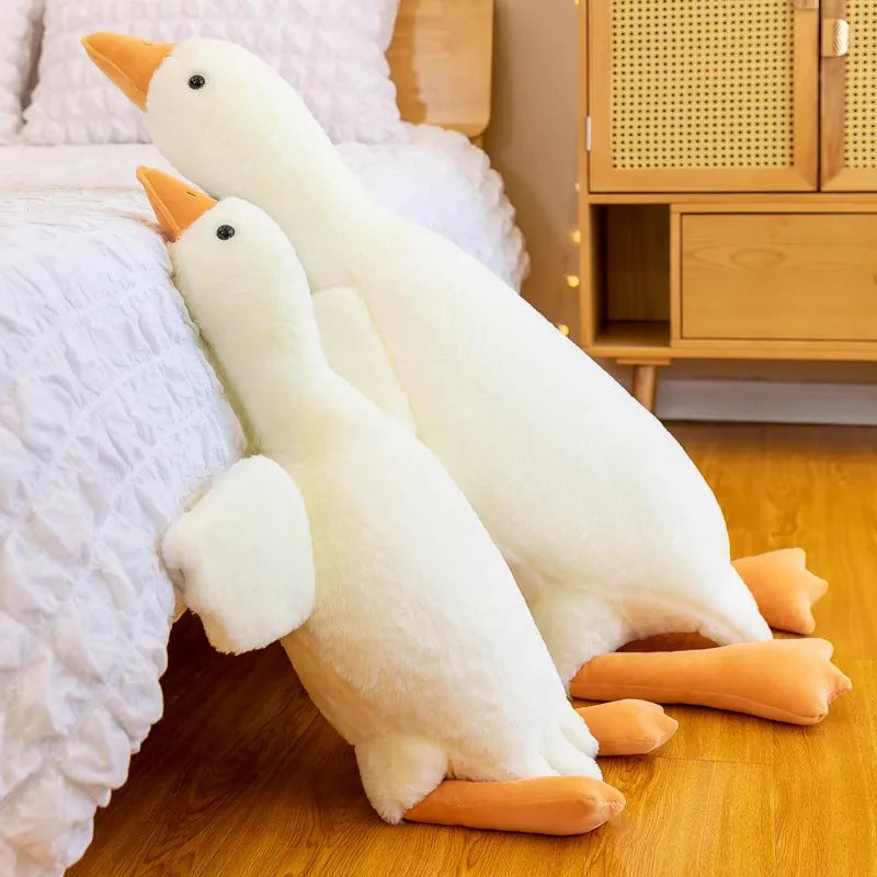 OKLULU Big Size Fluffy Duck Plush Toys Sleep Pillow Cute Animal Stuffed Swan Goose Plush Dolls Floor Mat Kids Girls Birthday Gift