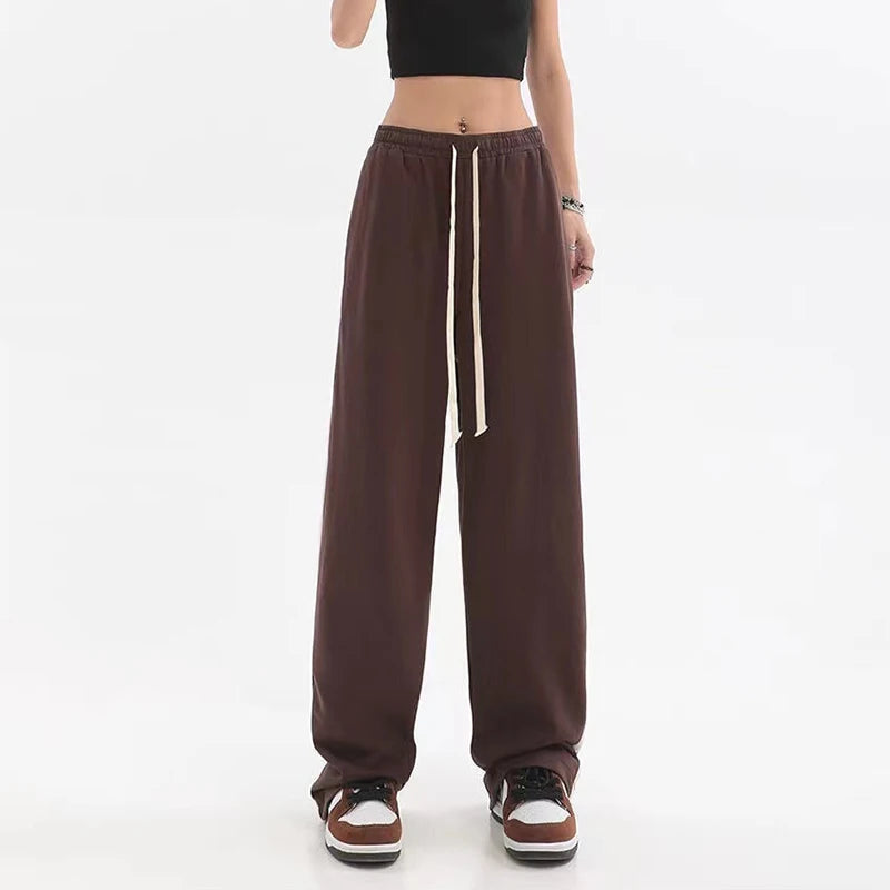 Oklulu  Striped Joggers Sweatpants Bf Hip Hop Women High Waist Wide Leg Sports Pants Street wear Drawstring Baggy Straight Trousers