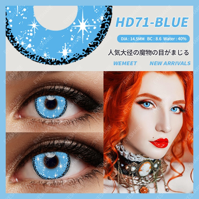 Blue Color Contact Lenses for Eyes Cosplay Yearly Makeup Halloween Beauty Color Contact Lenses Free Shipping