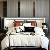 Black Gold Cross Patchwork Embroidery Bedding Set 1000TC Egyptian Cotton White Orange Duvet Cover Bed Sheet Pillowcases