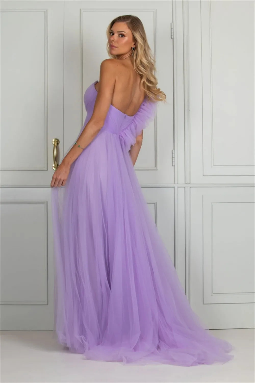 Sexy One Shoulder Prom Dresses Gorgeous Maxi Vestidos De Fiesta Sweetheart A-line Sleeveless Evening Dresses