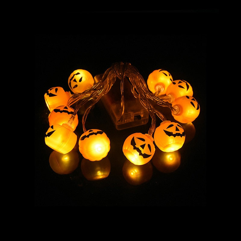 150cm 10LED Halloween LED String Lights Portable Pumpkin Ghost Skeletons Lights for Home Bar Halloween Party Decor Supplies