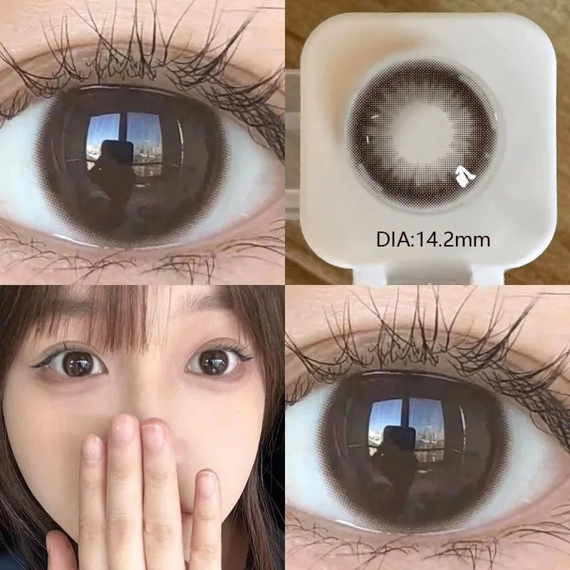 OKLULU  1Pair Natural Contact Lenses Brown Lens Large Diameter Korean Lenses Colored with Graduated Contact Lens Beauty Pupil