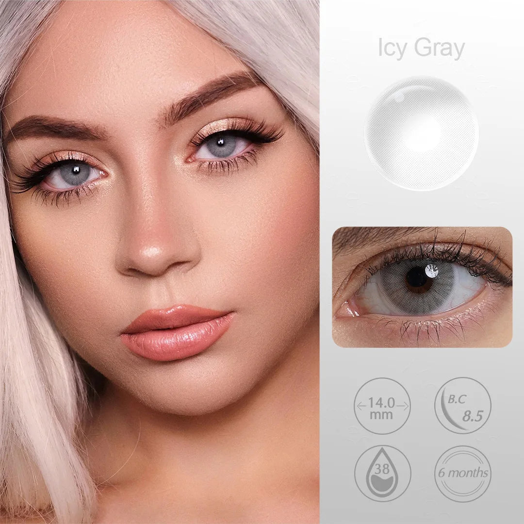 OKLULU （0~-6.00）Natural Colored Contact Lenses with Prescription Myopia Lenses with Degree Brown Lenses Gray Pupils