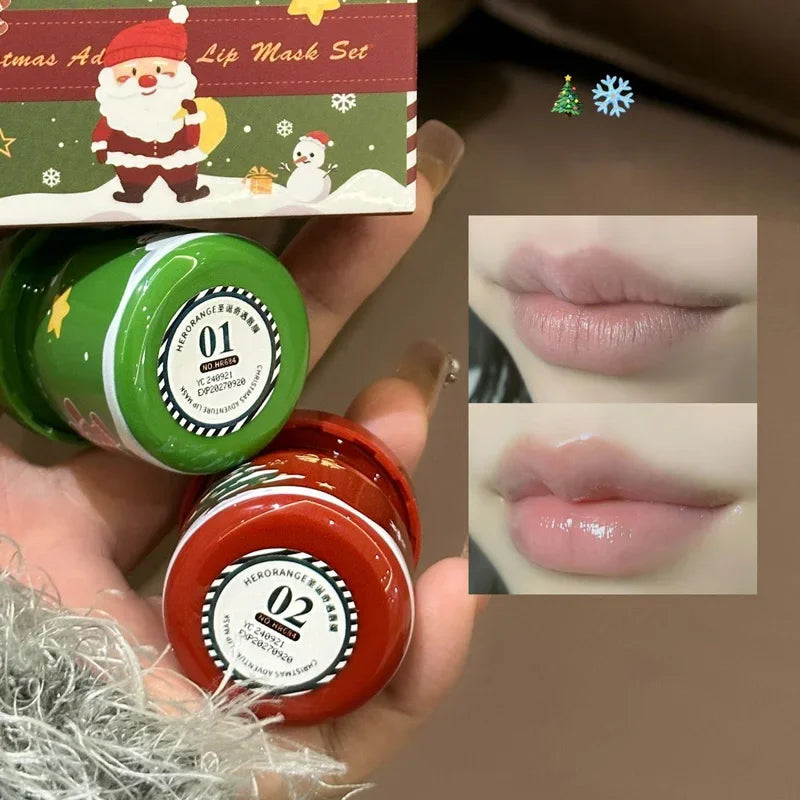 OKLULU  -  1/2PCS Christmas Lip Balm Long Lasting Nourishment and Moisturizing Lip Mask Oil Colorless Rose Pink Makeup Base Daily Lips Care