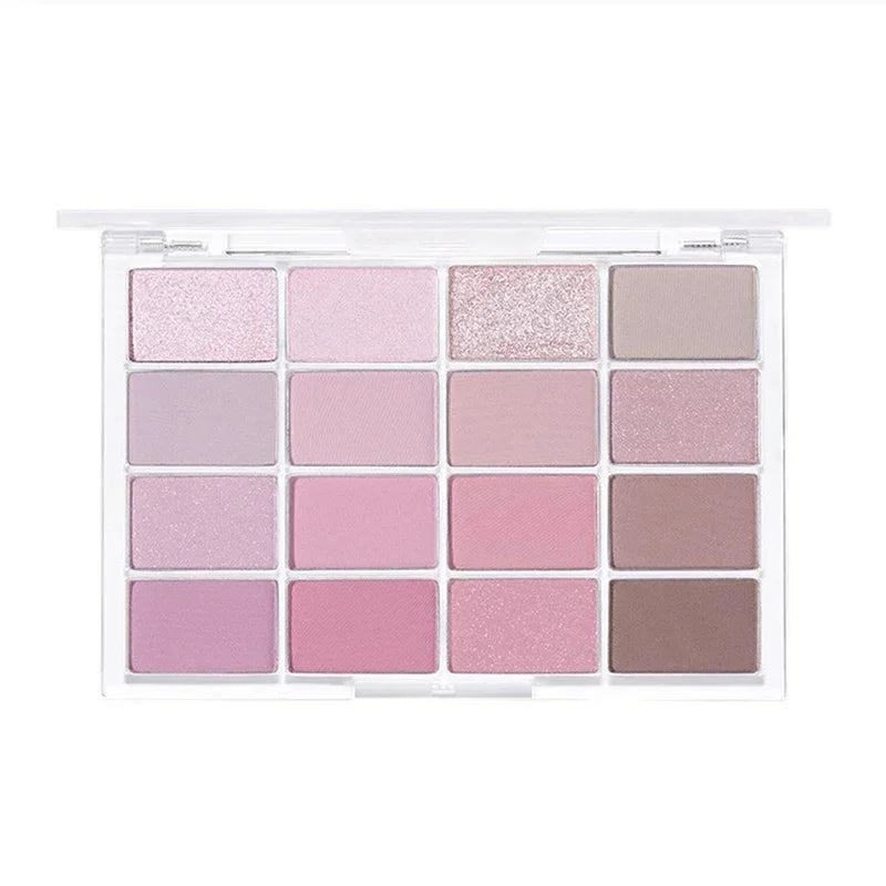 Oklulu 16 Colors Eyeshadow Palette Low Saturation Rose Pink Pearly Matte Glitter Eyeshadow Shiny Eye Shadow Long-lasting Eye Makeup