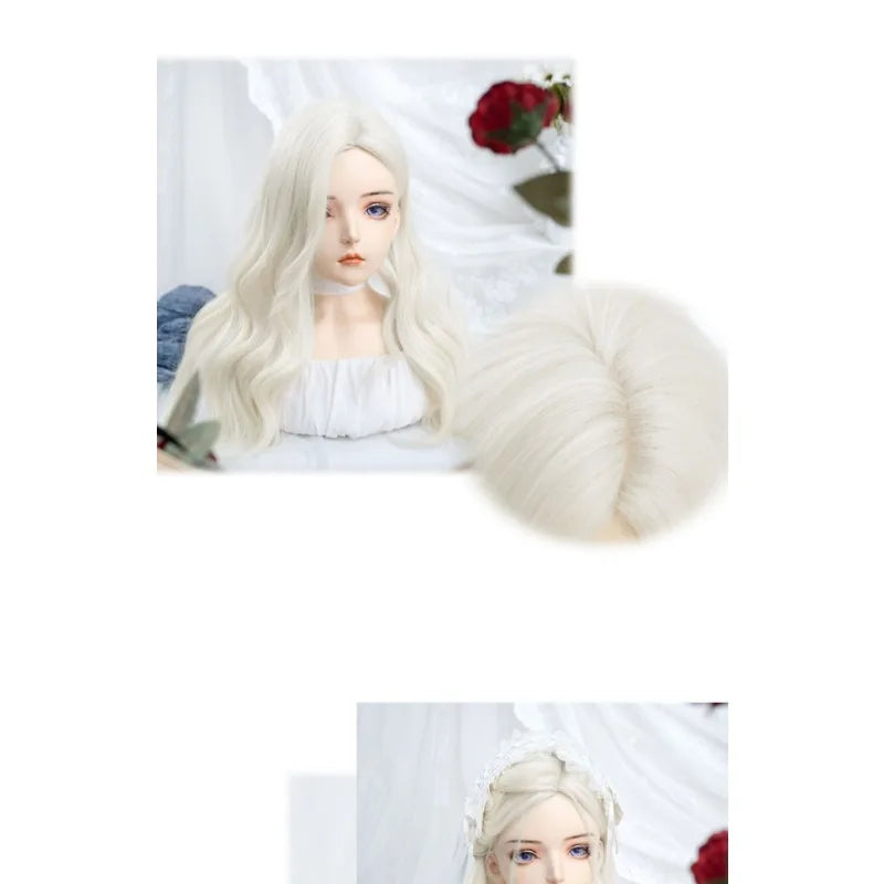 OKLULU  -  Water Wavy Synthetic long blonde wig Cosplay Party Lolita Hair wigs for Women Middle Part Natural Heat Resistant Wig