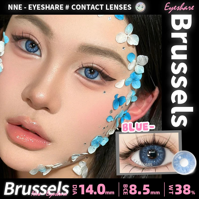 OKLULU  -  1Pair Blue Color Contact Lenses Brown Natural Colored Pupils for Eye Gray Eye Colorful Makeup Beautiful Pupils Yearly