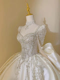 Oklulu New Sweet Square Collar Satin Wedding Dress Plus Size Custom Lace Up Luxury Bridal Ball Gown Floor Or Train