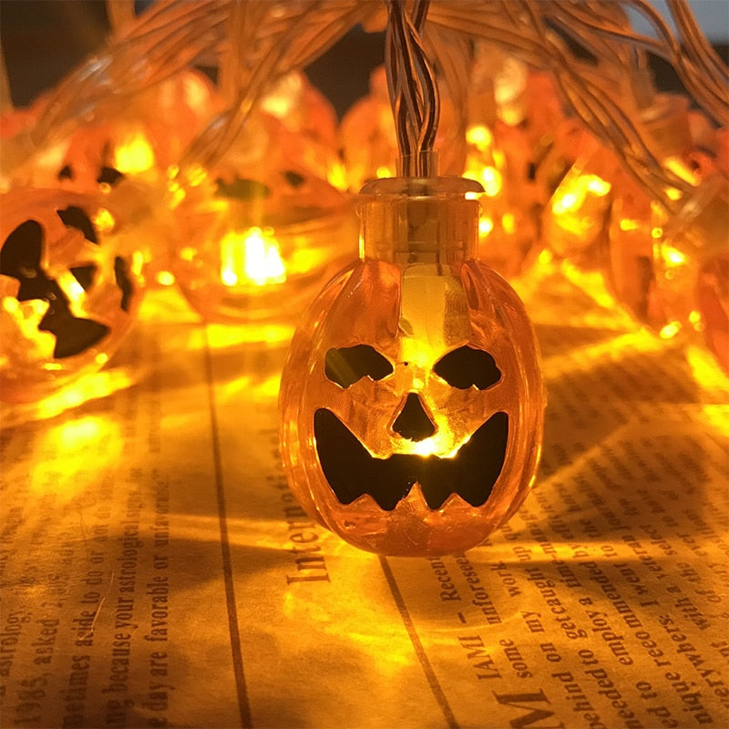 150cm 10LED Halloween LED String Lights Portable Pumpkin Ghost Skeletons Lights for Home Bar Halloween Party Decor Supplies