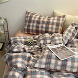 Fashion Plaid Bedding Set 100% Cotton Duvet Cover Set Home Textiles Nordic Bed Sheet Queen King Quilt Cover Pillowcase Bed Linen