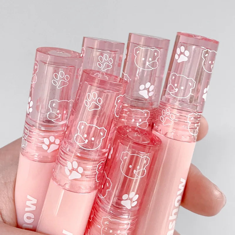 OKLULU  -  Cute Bear Velvet Lip Gloss Girl's Matte Lip Glaze Waterproof Lasting Transparent Red-brown Lip Mud Korean Makeup Liquid Lipstick