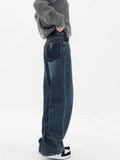 Oklulu Blue Jeans For Women High Waist Vintage Straight Baggy Denim Pants Streetwear American Style Fashion Wide Leg Denim Trouser