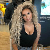 OKLULU  -  Long Fluffy Curly Wig for Women Ombre blonde Ginger Natural Wavy Hair Wig Ash Blonde Synthetic Loose Deep Wave Wig Cosplay