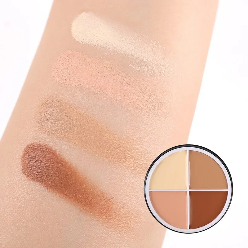 Oklulu 4 Colors Concealer Makeup Palette Waterproof Moisturizing Coverage Dark Circle Face Contour Bronzer Foundation Cream Cosmetic